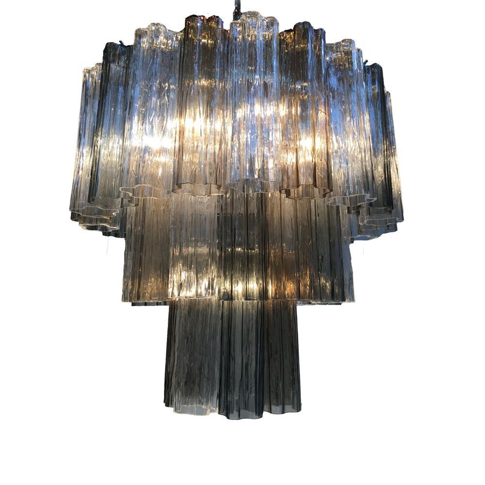 Clear , grey and fume’ “tronchi” murano glass chandelier d60-3l