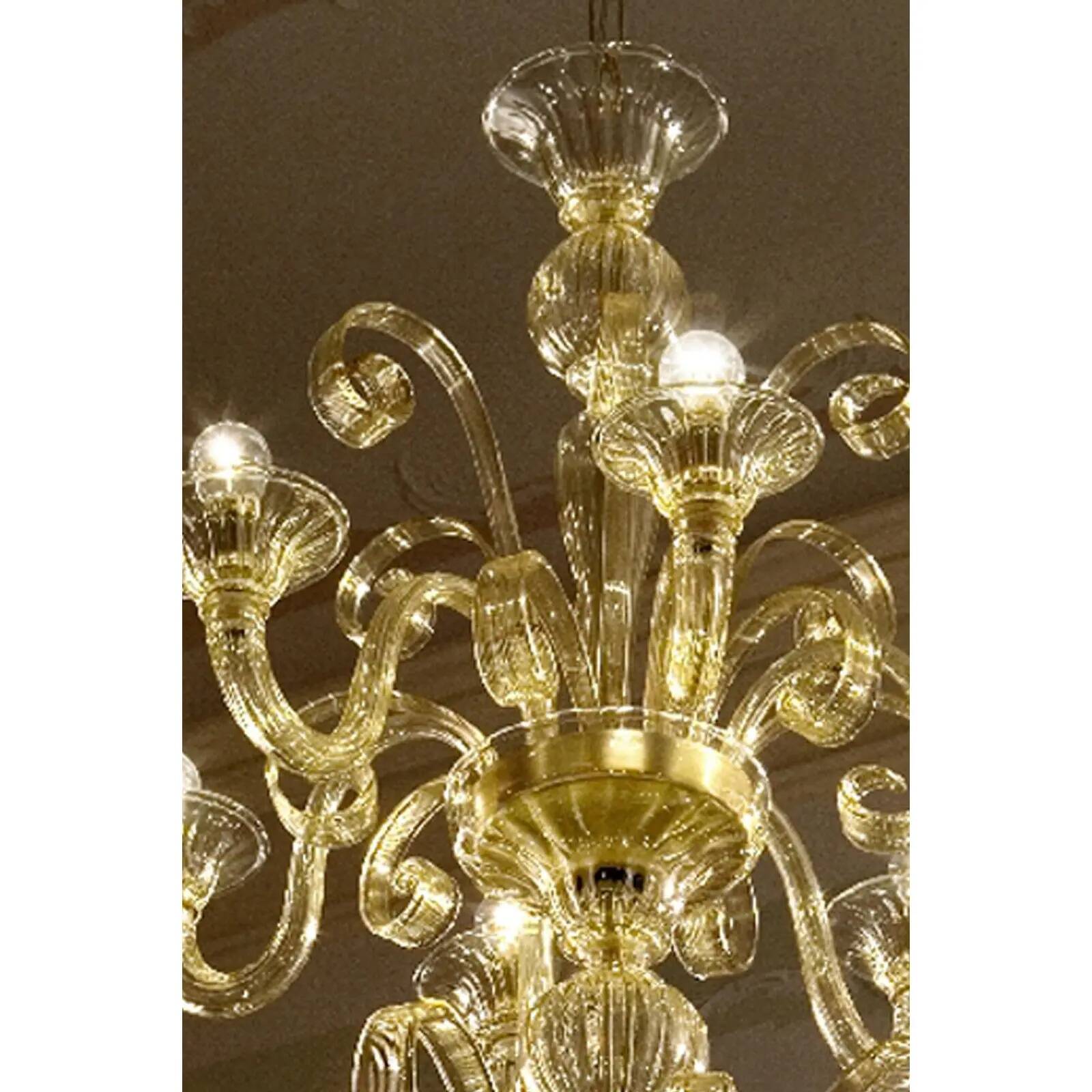 Modern Champagne Venetian “Curls” Murano Glass Chandelier