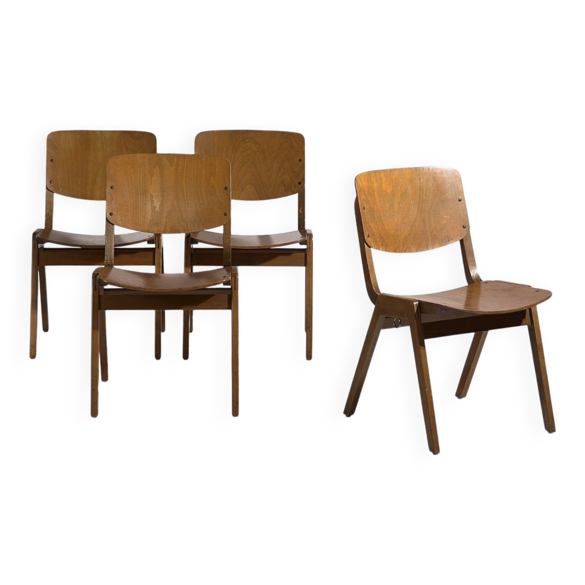 Vintage Thonet Dining Chairs (c.1950). Set of 4 pieces