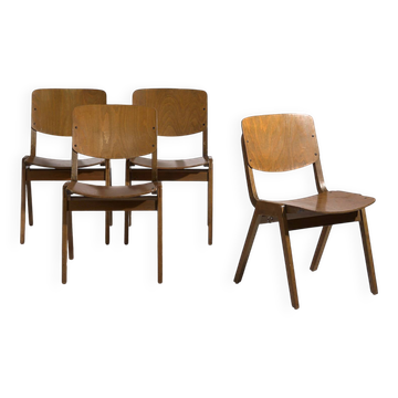 Vintage Thonet dining chairs (c.1950). Set of 4 pieces.