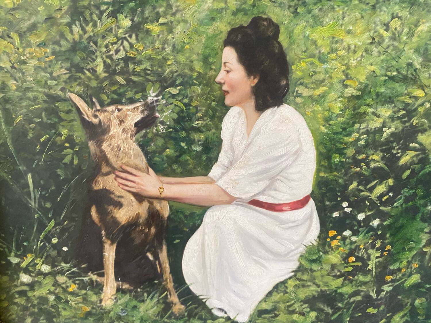 Portrait of a woman and her dog