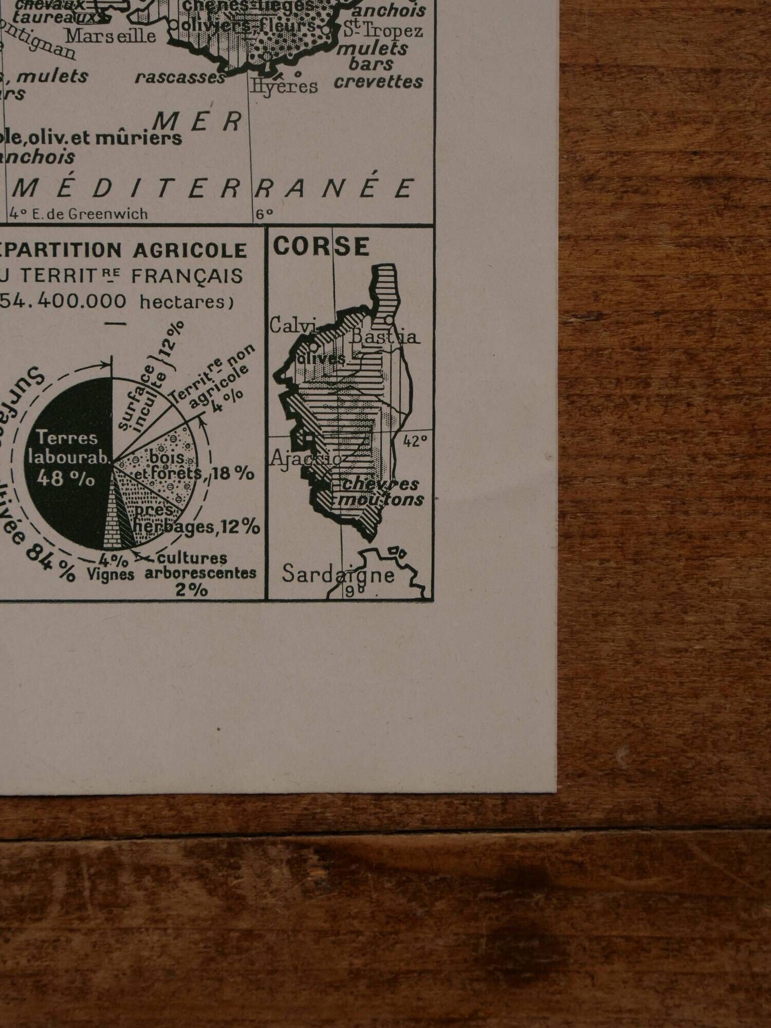 Original lithograph on France (physics + agricultural and forestry)