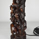 African carved ebony lamp, "Hunters, buffalo and crocodile"
