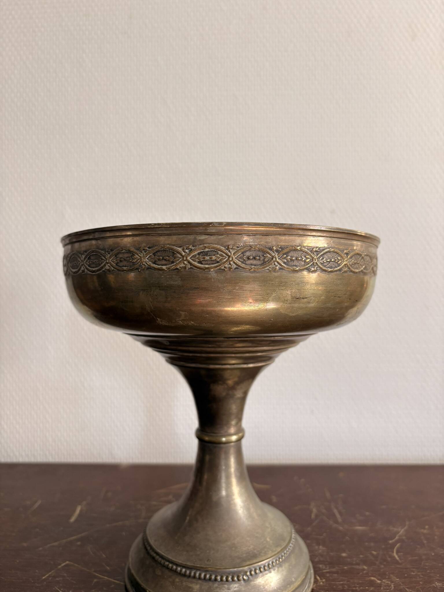 Footed Bowl Silvered Metal Second Empire Pearl Decor 19th Century