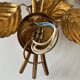Large golden leaf wall lamp vintage design 70s
