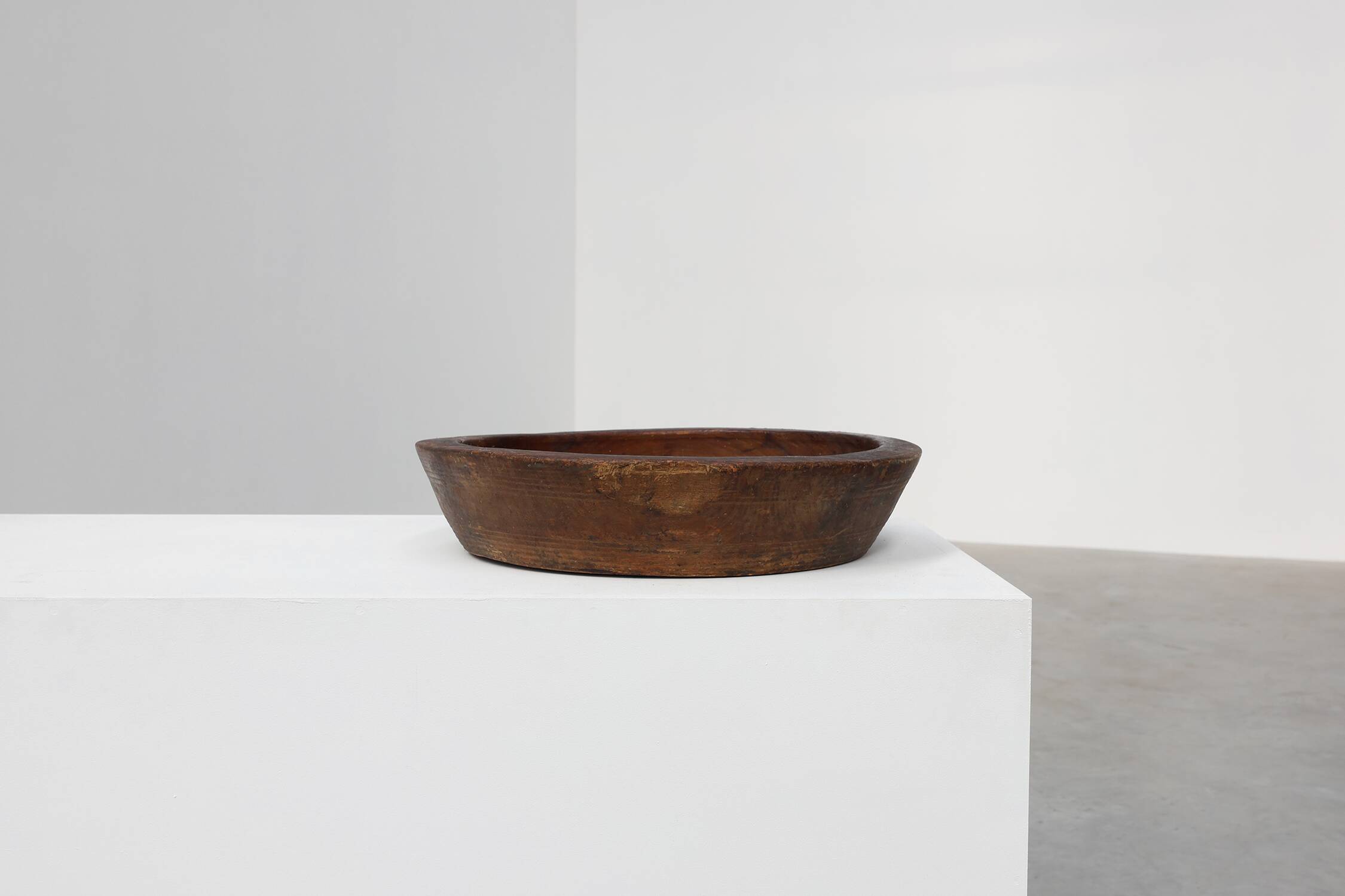 Large handcrafted solid wooden bowl in wabi wabi style, France ca. 1950
