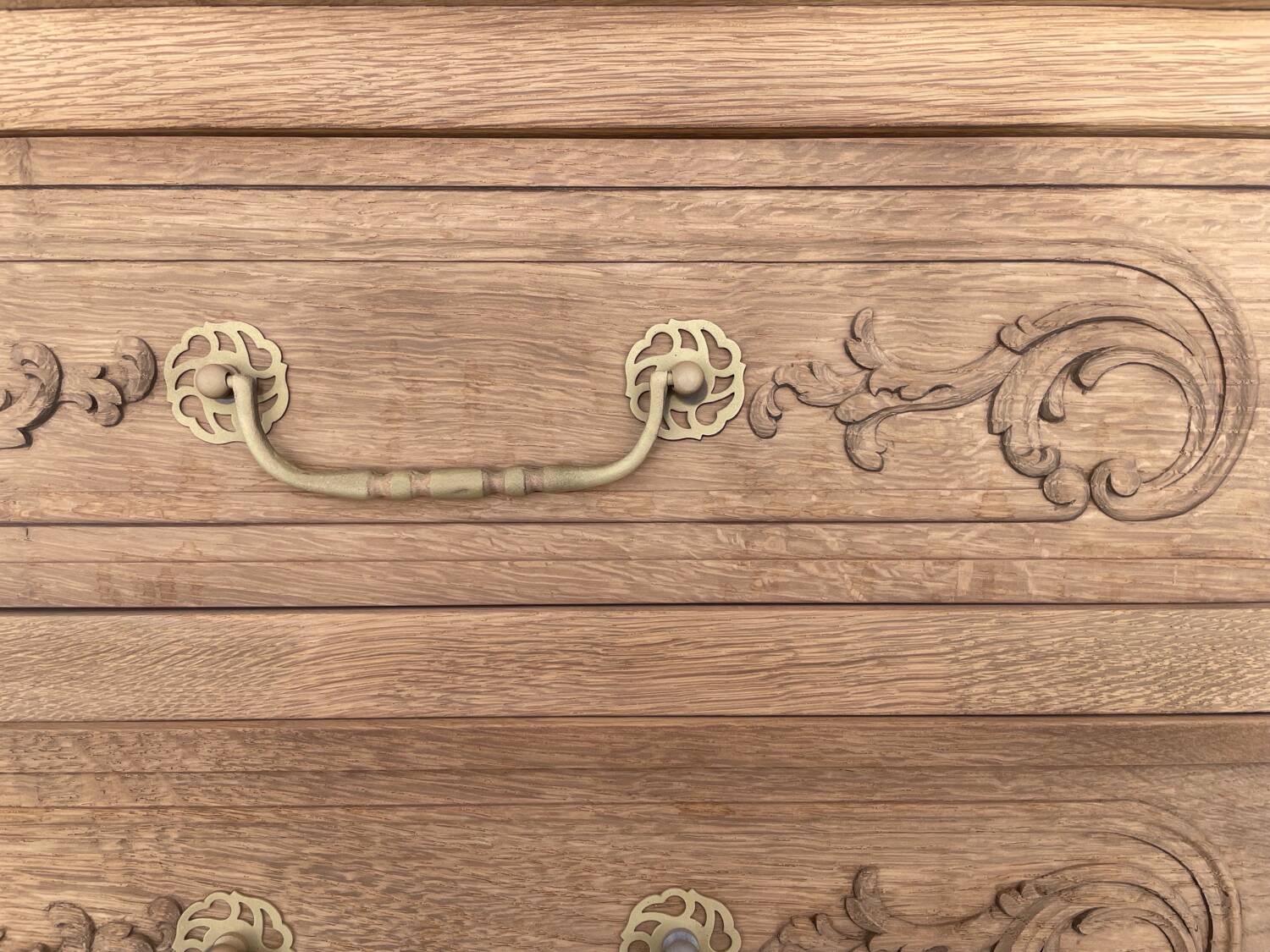 Large stripped oak chest of drawers