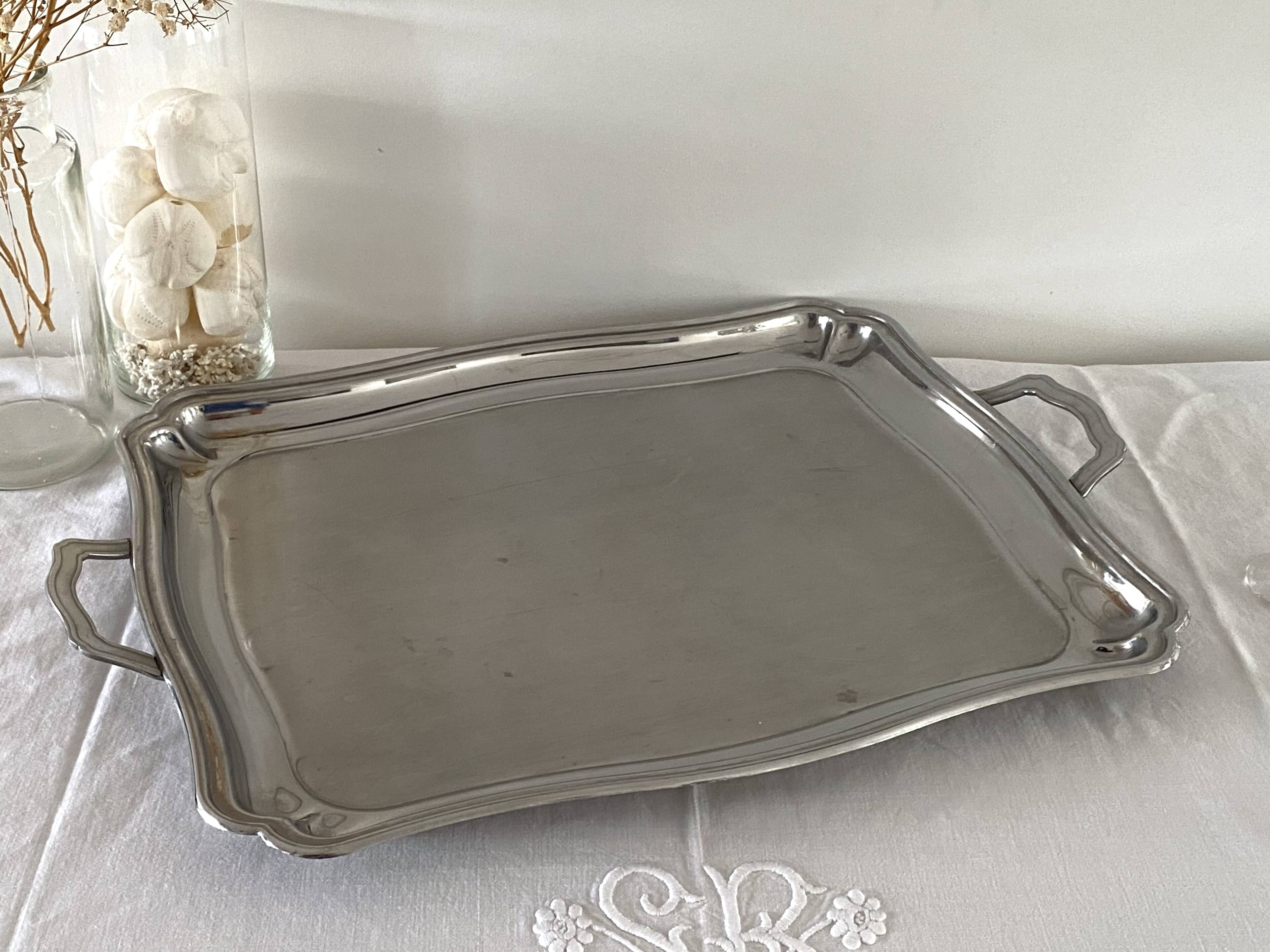 Large stainless steel platter