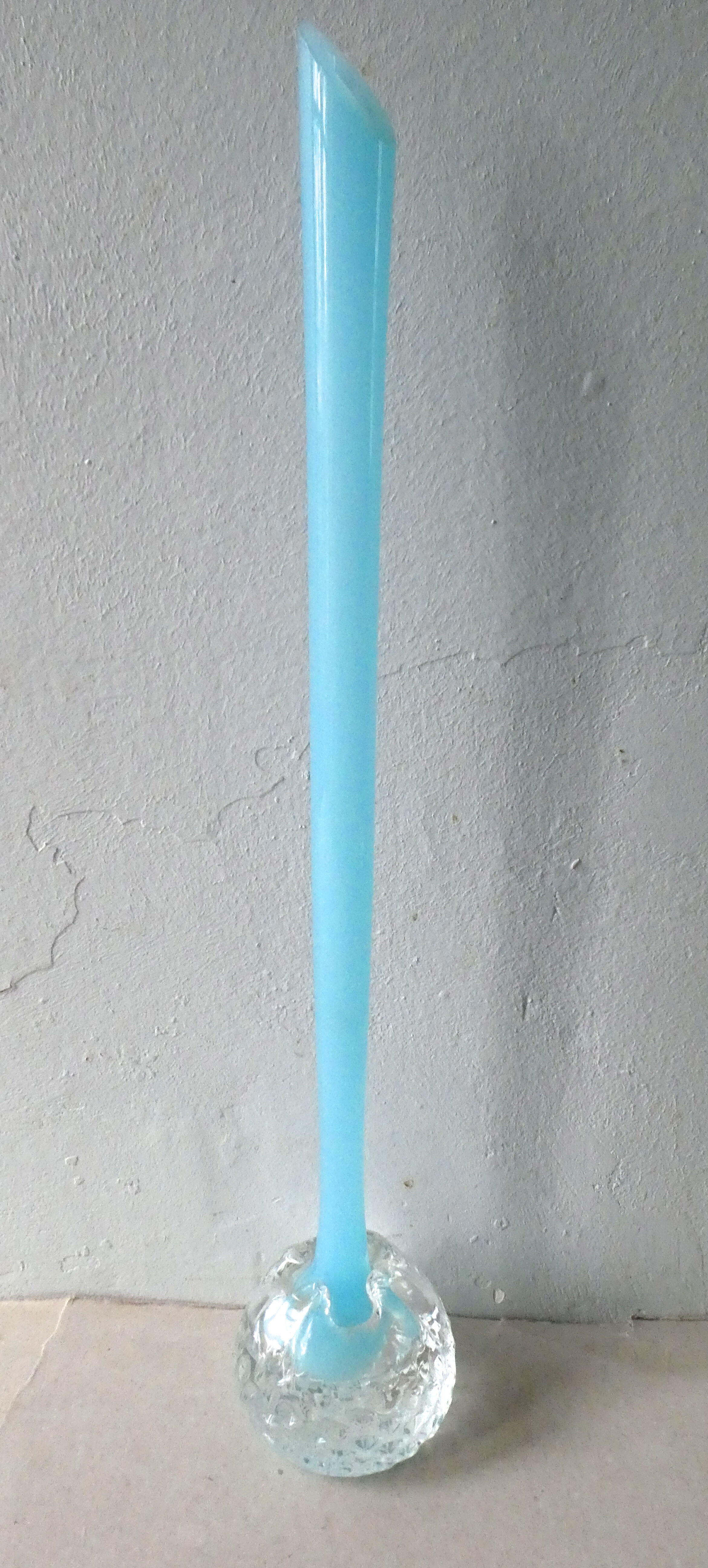 Glass and blue opaline vase