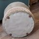 Pouf velours et franges