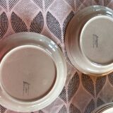 Lot de 6 assiettes beige en grès de Sarreguemine chardons