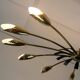 Grand plafonnier araignée Sputnik à 12 lumières, en laiton et métal noir, années 1950