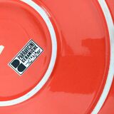 Set of Six Postmodern Vermilion Cups, Sugar Bowl and Plate by Parravicini