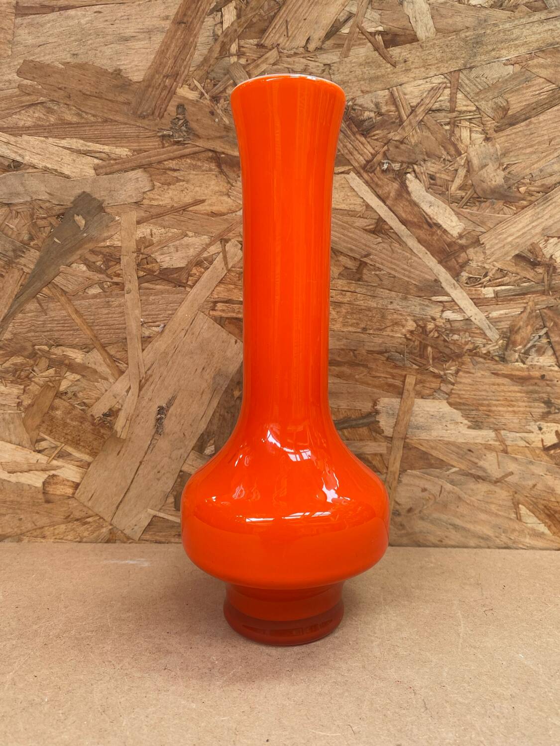 Old vase soliflore murano multilayer glass orange & white vintage