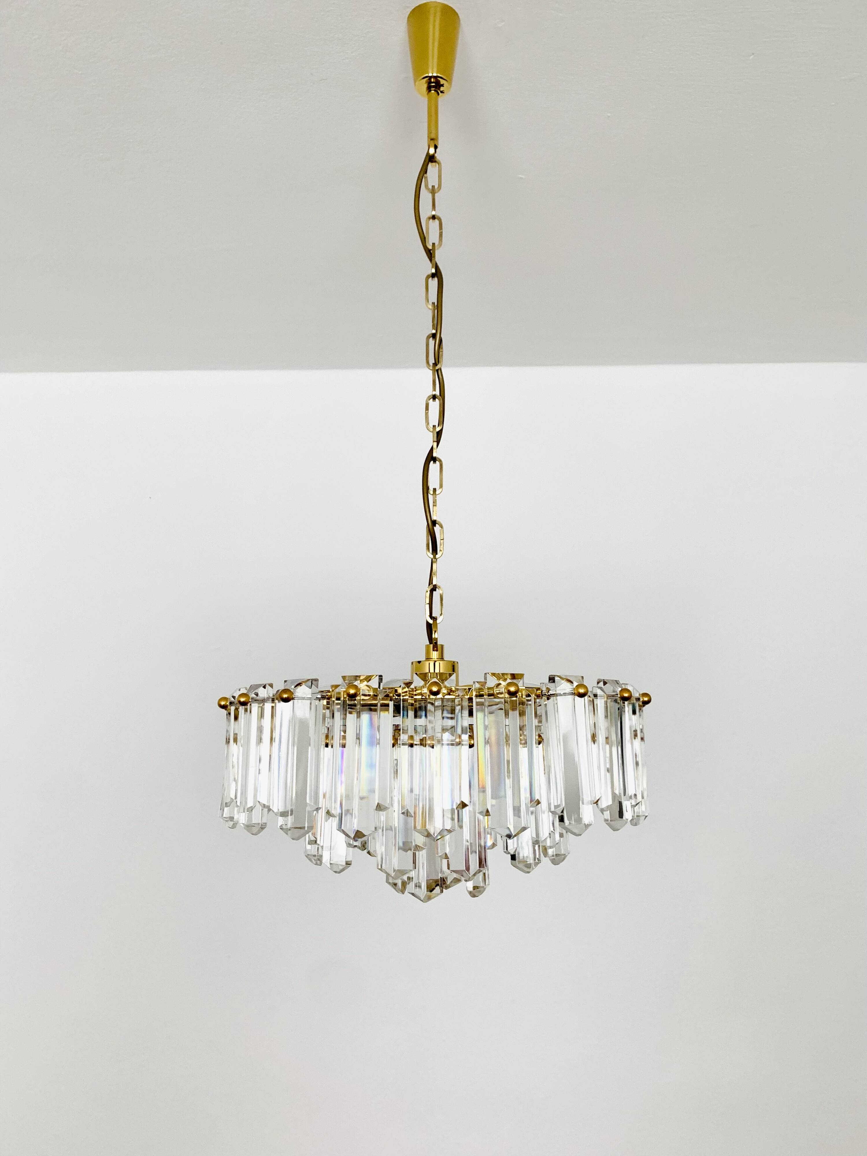 1 of 2 Crystal Glass Chandelier by J.T. Kalmar
