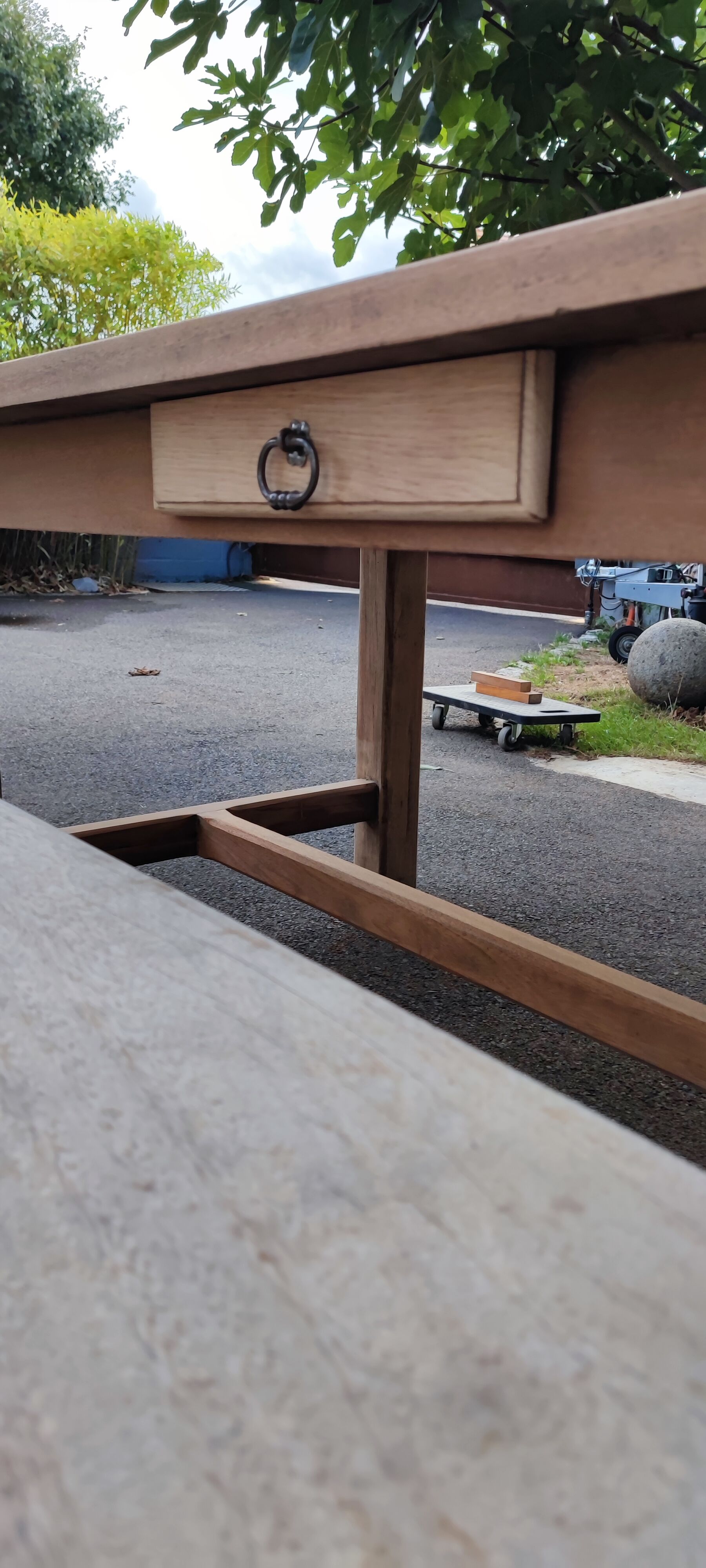 Farmhouse table with its bench