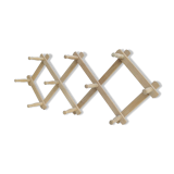 Coat rack accordion vintage light wood 10 hooks
