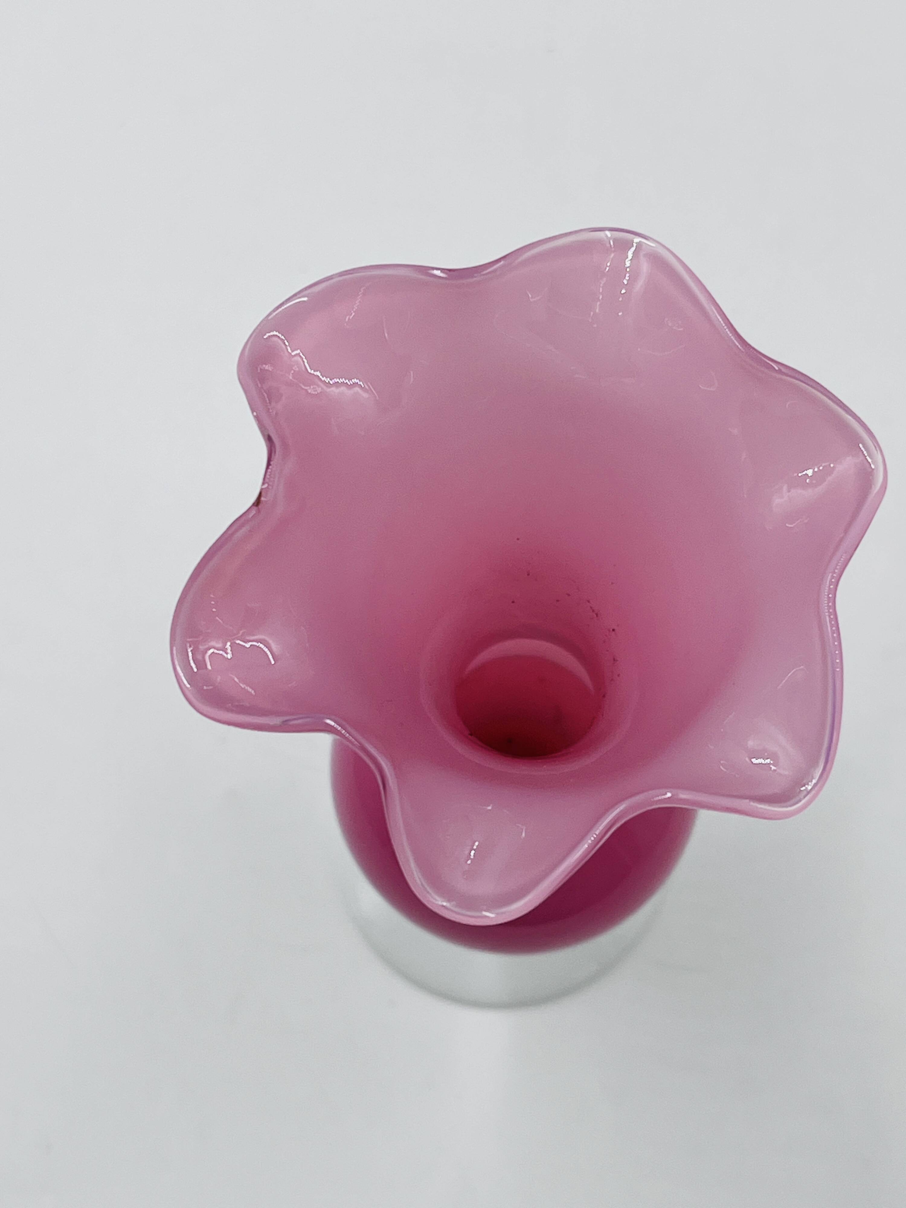 Pink and white opaline vase 31 cm