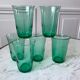 Lot de 6 verres à eau vert années 70