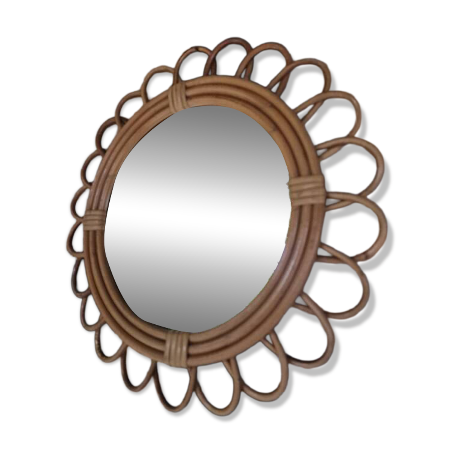 Miroir rotin vintage 1970