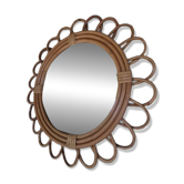 Miroir rotin vintage 1970