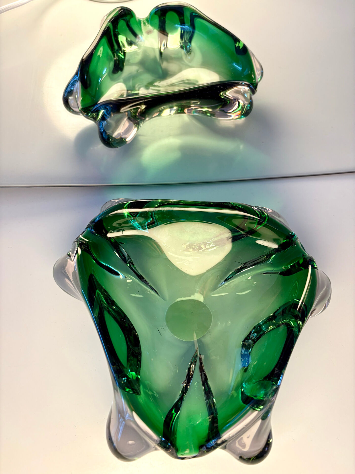 Green Murano glass vide-poche / ashtray from 1970