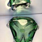 Green Murano glass ashtray/trinket dish from 1970.