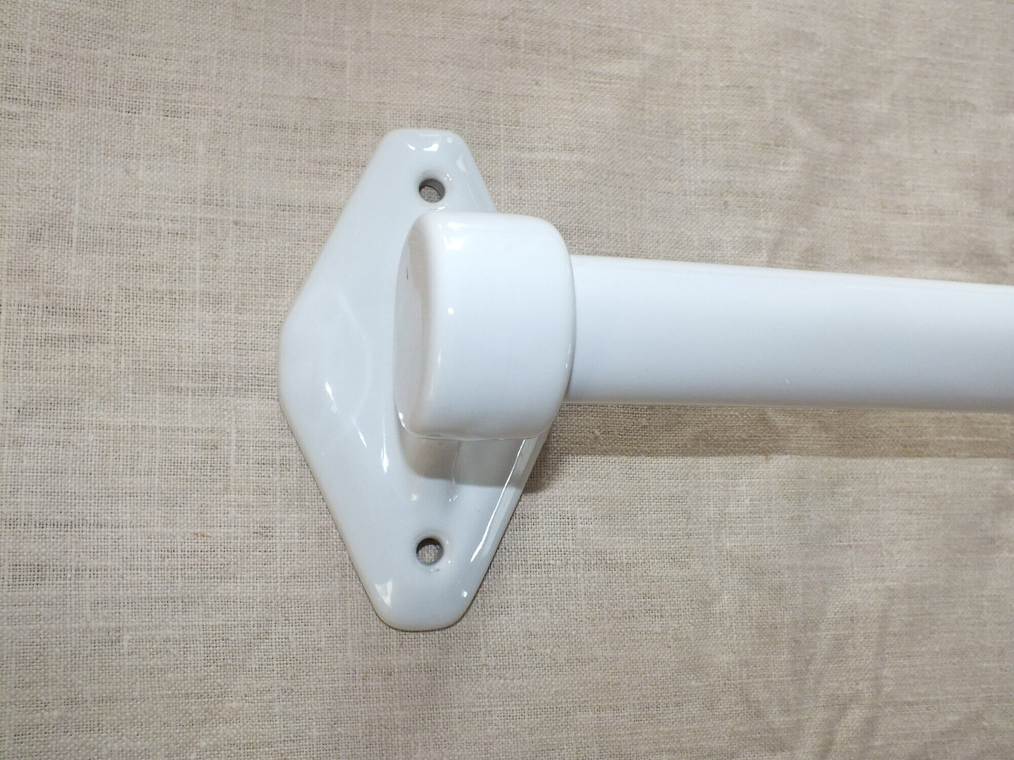 Large Art Deco towel bar in white porcelain