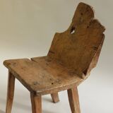 Rare Primitive  19th Century English Walnut Chair Wabi Sabi Style