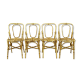 Set of 4 bamboo dining chairs, 1960s
