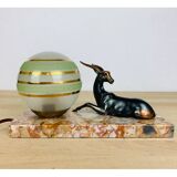 Art deco lamp gazelle brass and marble