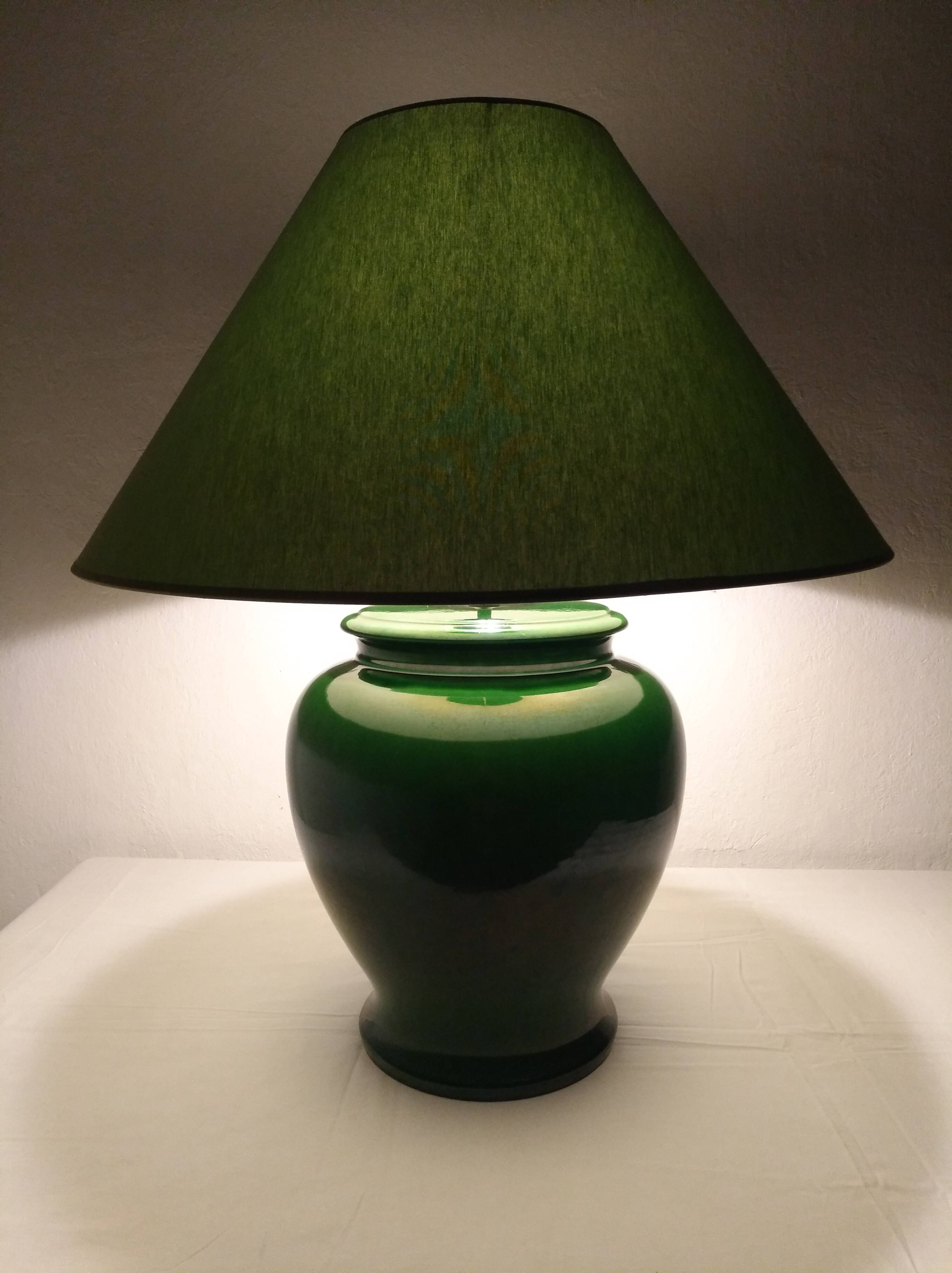 XL lamp in green earthenware from the 70s/80s
