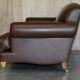 Contemporary Howard & Sons style grand sofa with brass casters.