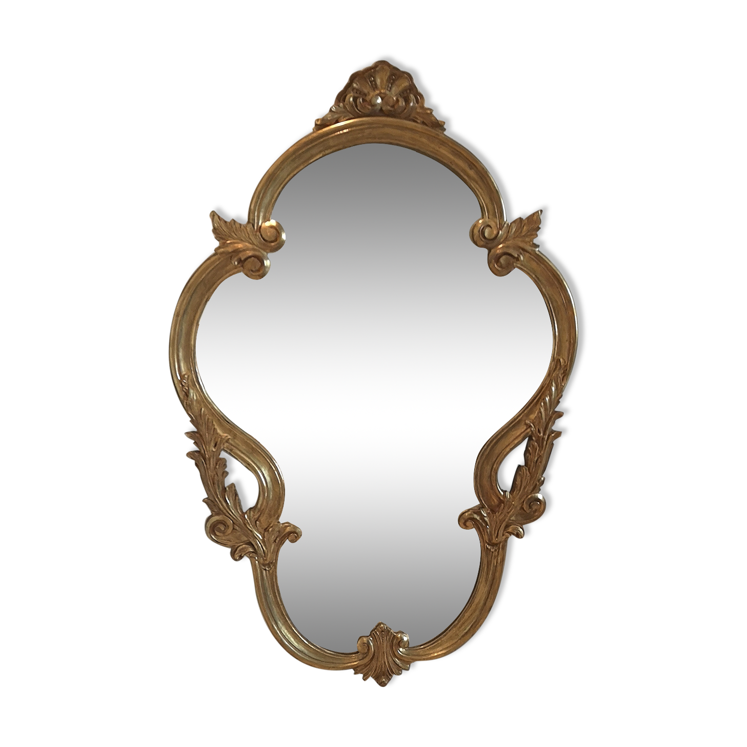 Elongated oval baroque gilded mirror