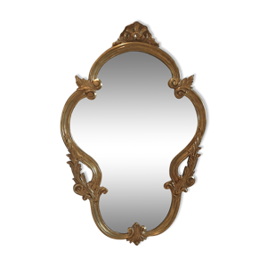 Miroir doré baroque ovale allongé
