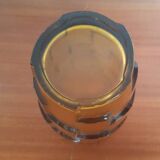 Ancien Vase Style Art Déco Verre Moulé Orange Vintage #A696