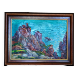 Sea with rocks by raoul jehan berjonneau (1911-1988)
