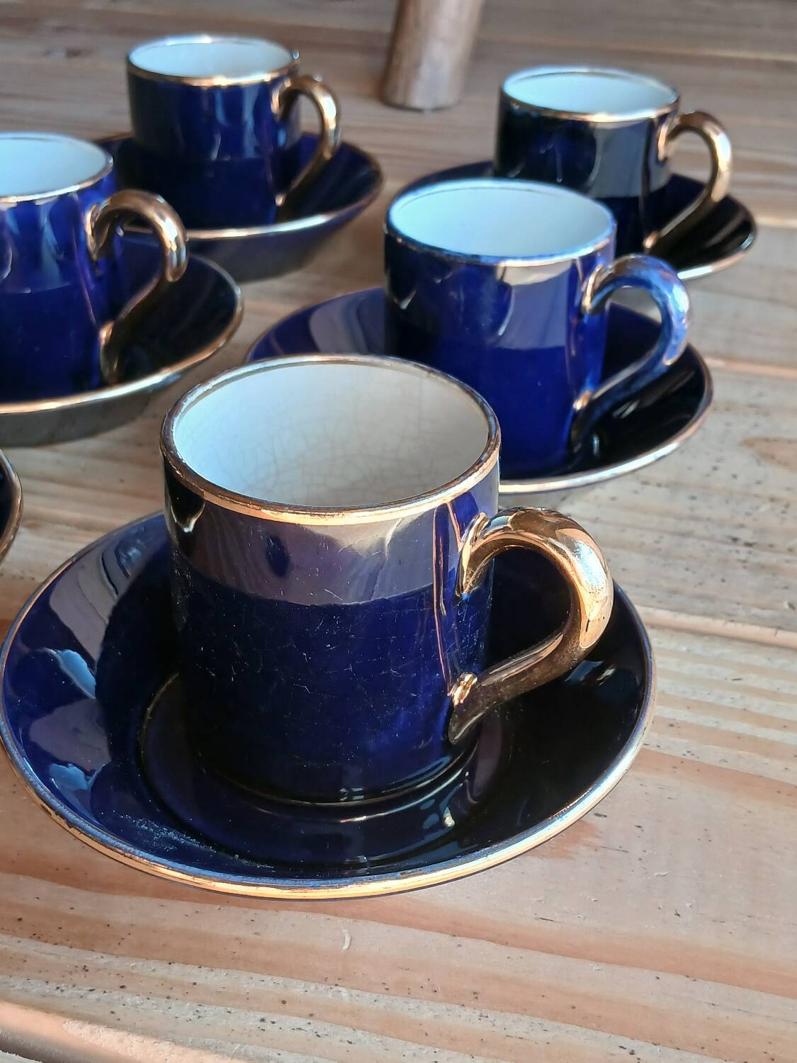 Six cobalt blue coffee cups, Sèvres