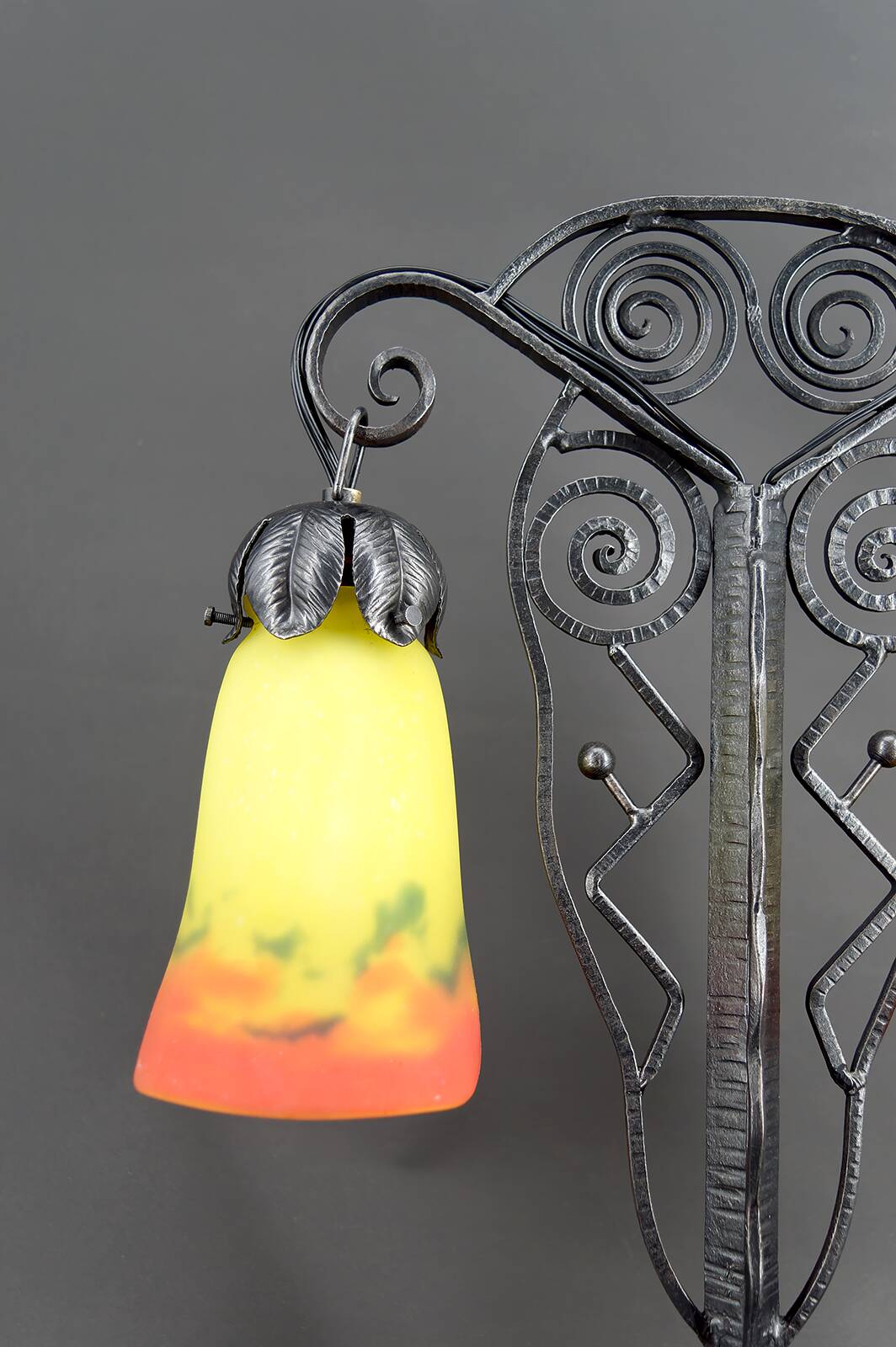 Bicéphale Art Deco lamp in wrought iron – Muller Frères Lunéville, circa 1930