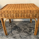 Ottoman vintage in rattan and woven wicker