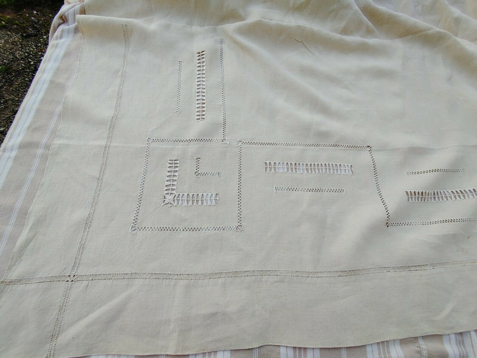 Old great days sheet & returns ecru linen canvas - (circa 1900) never used 228 x 290 cm