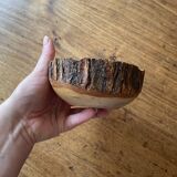 Ashtray candle holder in olive wood, old, vintage