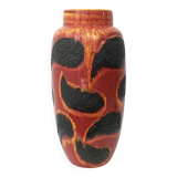 Handmade Orange, Red and Black Glazed Ceramic Vase, Germany