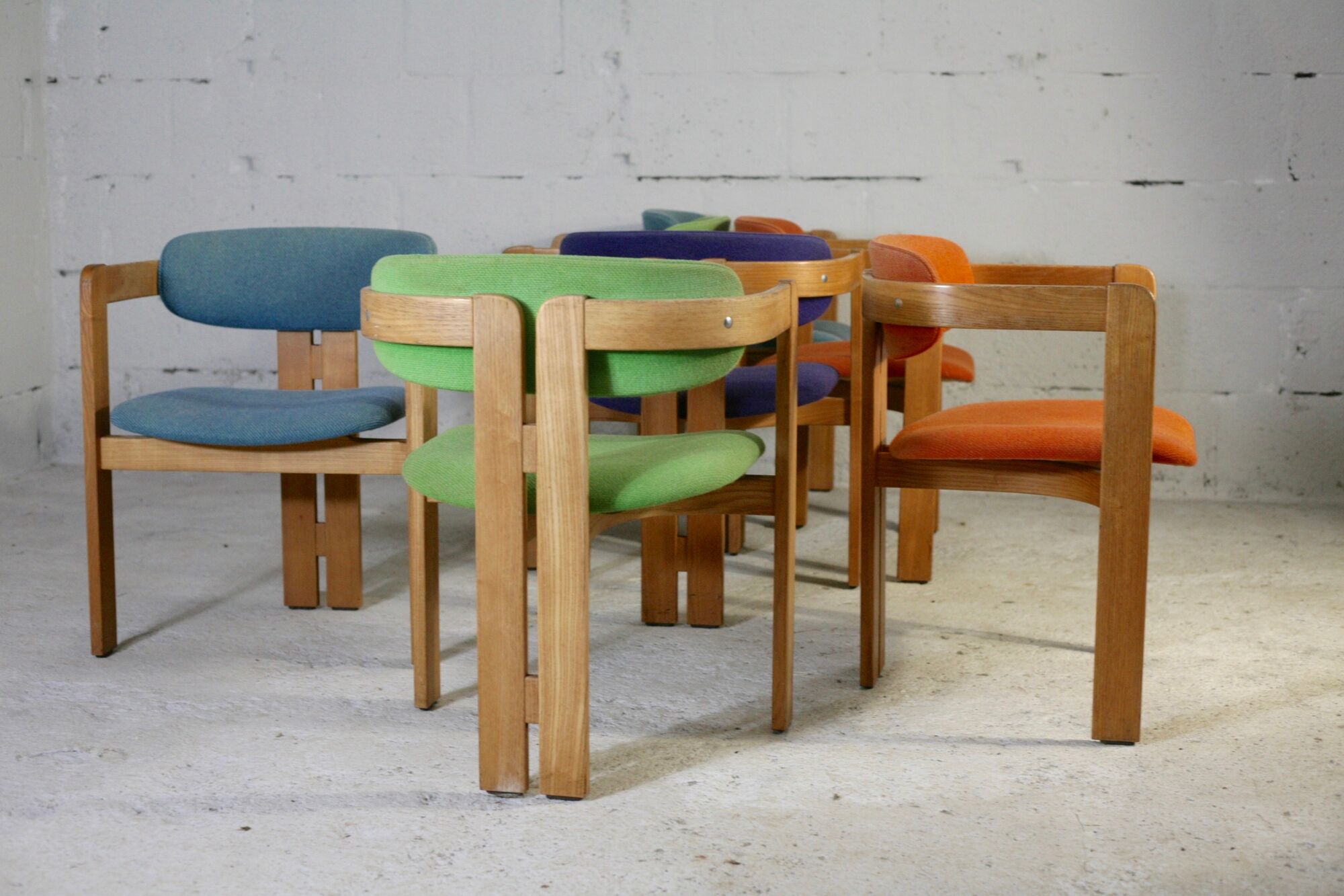 7 Chairs Pigreco by Tobia Scarpa, Gavina Edition, Italy, 50s