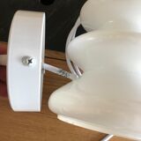 Hanging lamp in white opaline and brass