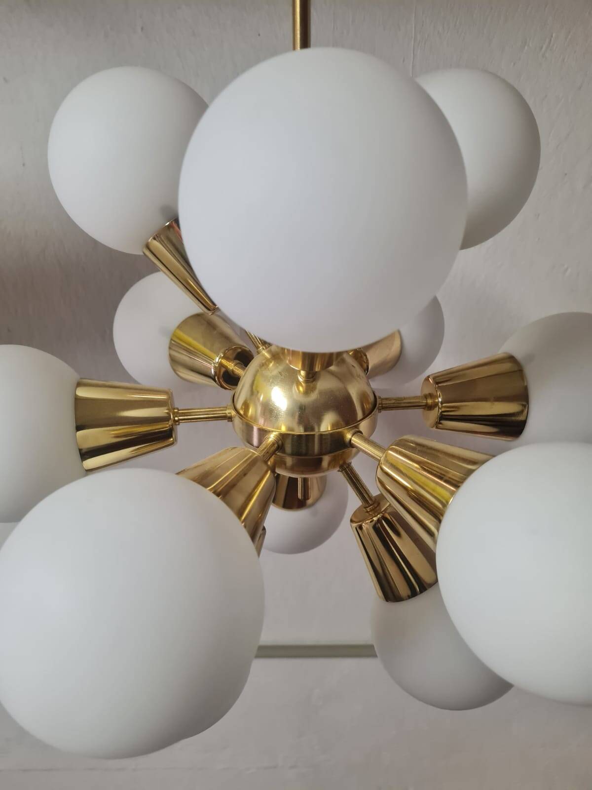 Lustre en laiton « Spoutnik » / Kamenický šenov
