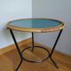 Table basse ronde en rotin et métal revisitée