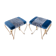 Pair of vintage brass and blue velvet feet rest