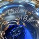 Art glass bottle signed Didier SABA, with cobalt blue decoration and inclusions.