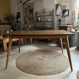 Scandinavian wooden and black table, 50s-70s